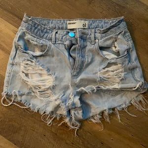 Distressed garage shorts